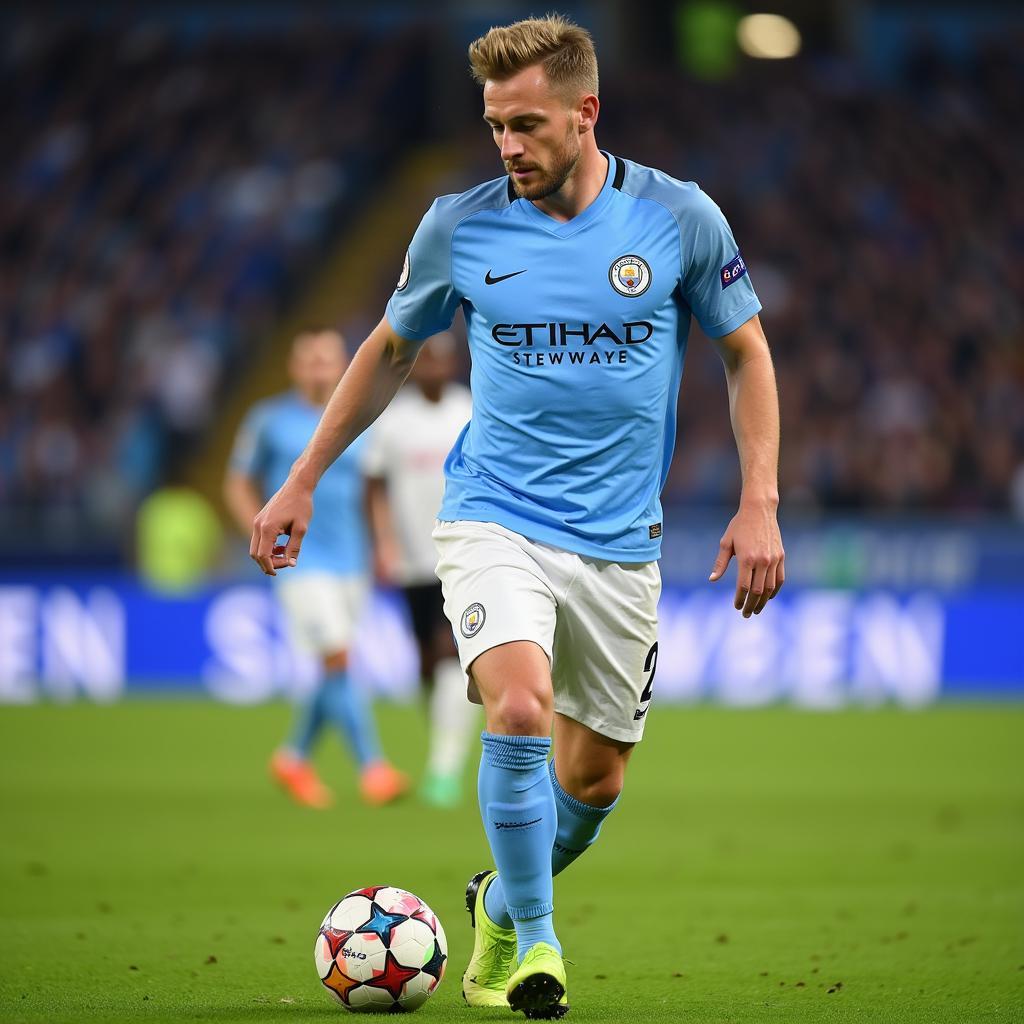 Haaland playing for Manchester City in the Champions League