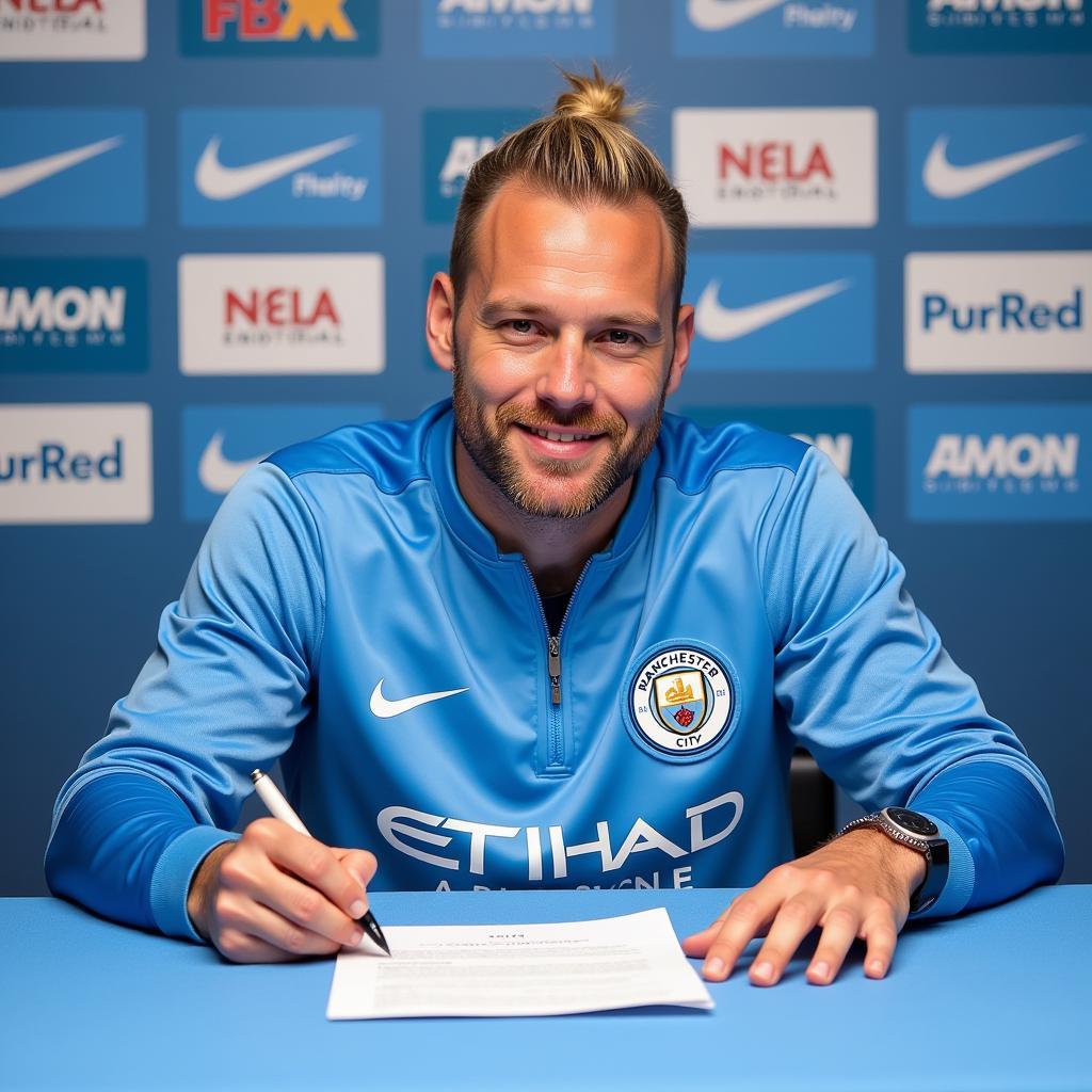 Erling Haaland Signing his Manchester City Contract