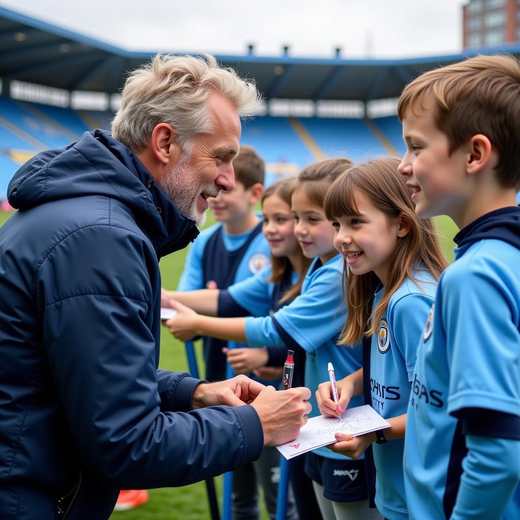 Erling Haaland interacting with Manchester City fans