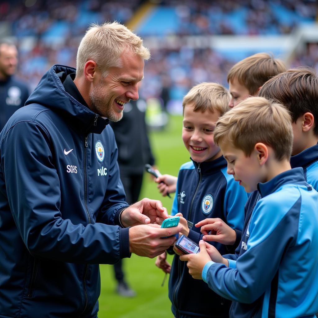 Haaland interacting with Manchester City fans