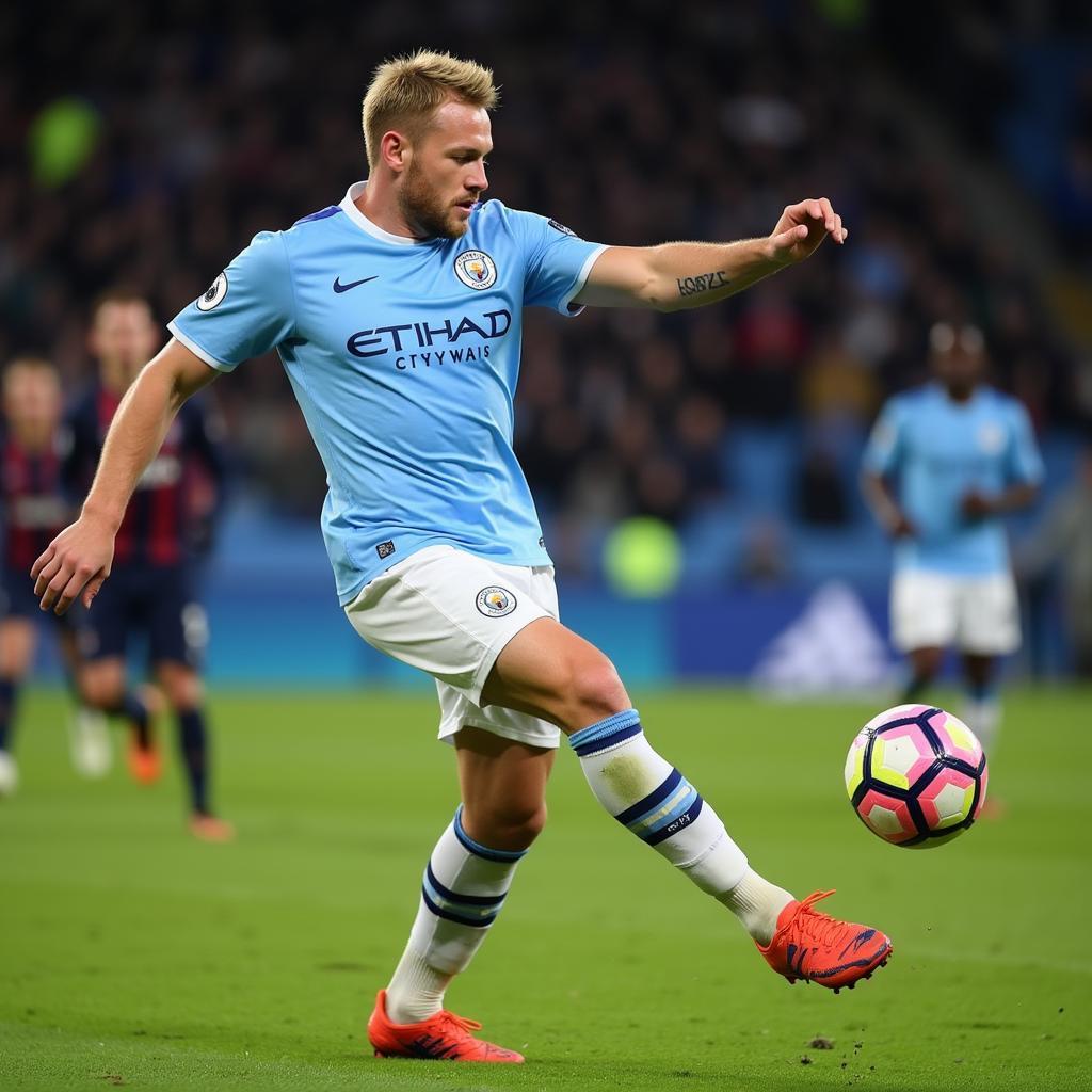 Erling Haaland scores a goal for Manchester City