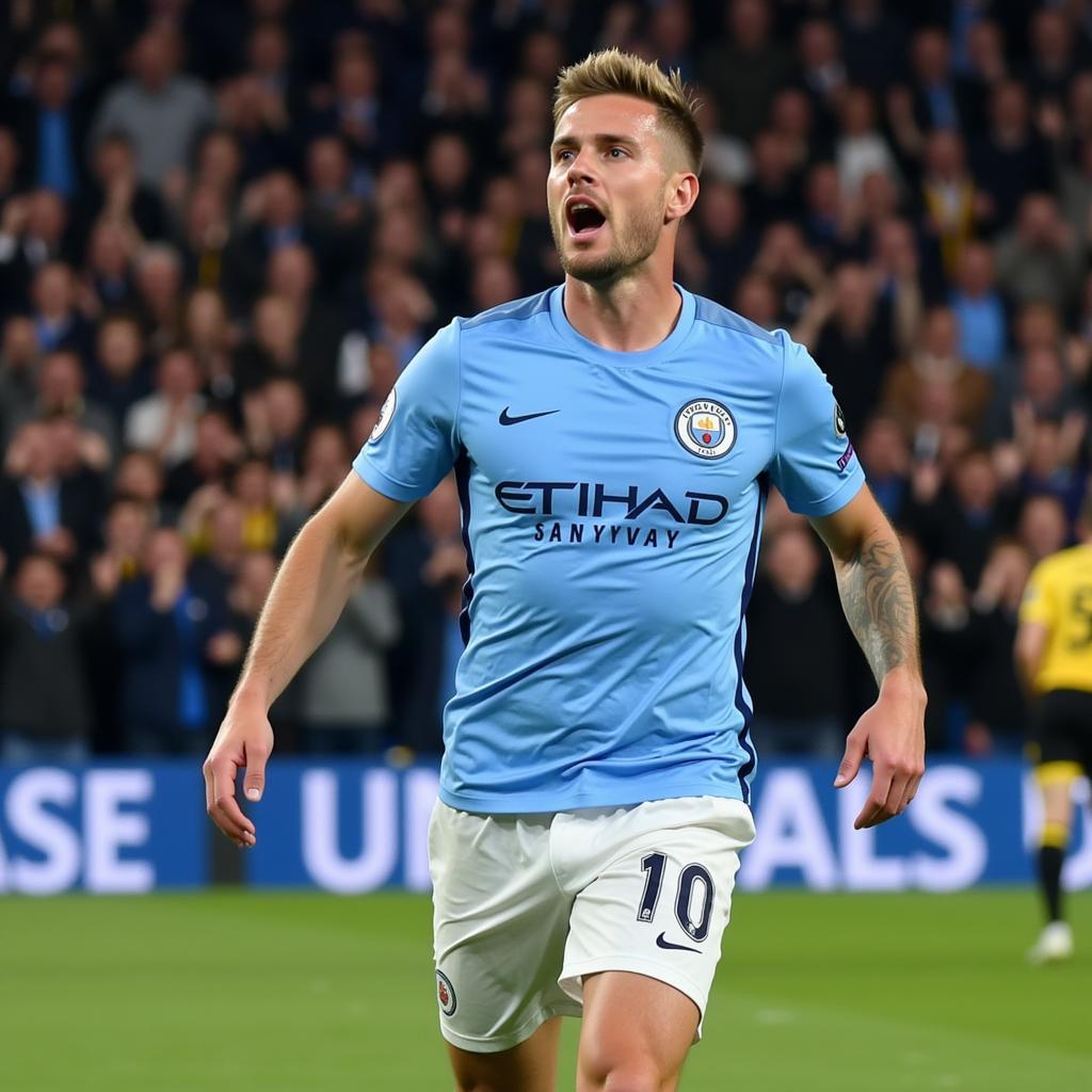 Erling Haaland Celebrates a Goal for Manchester City