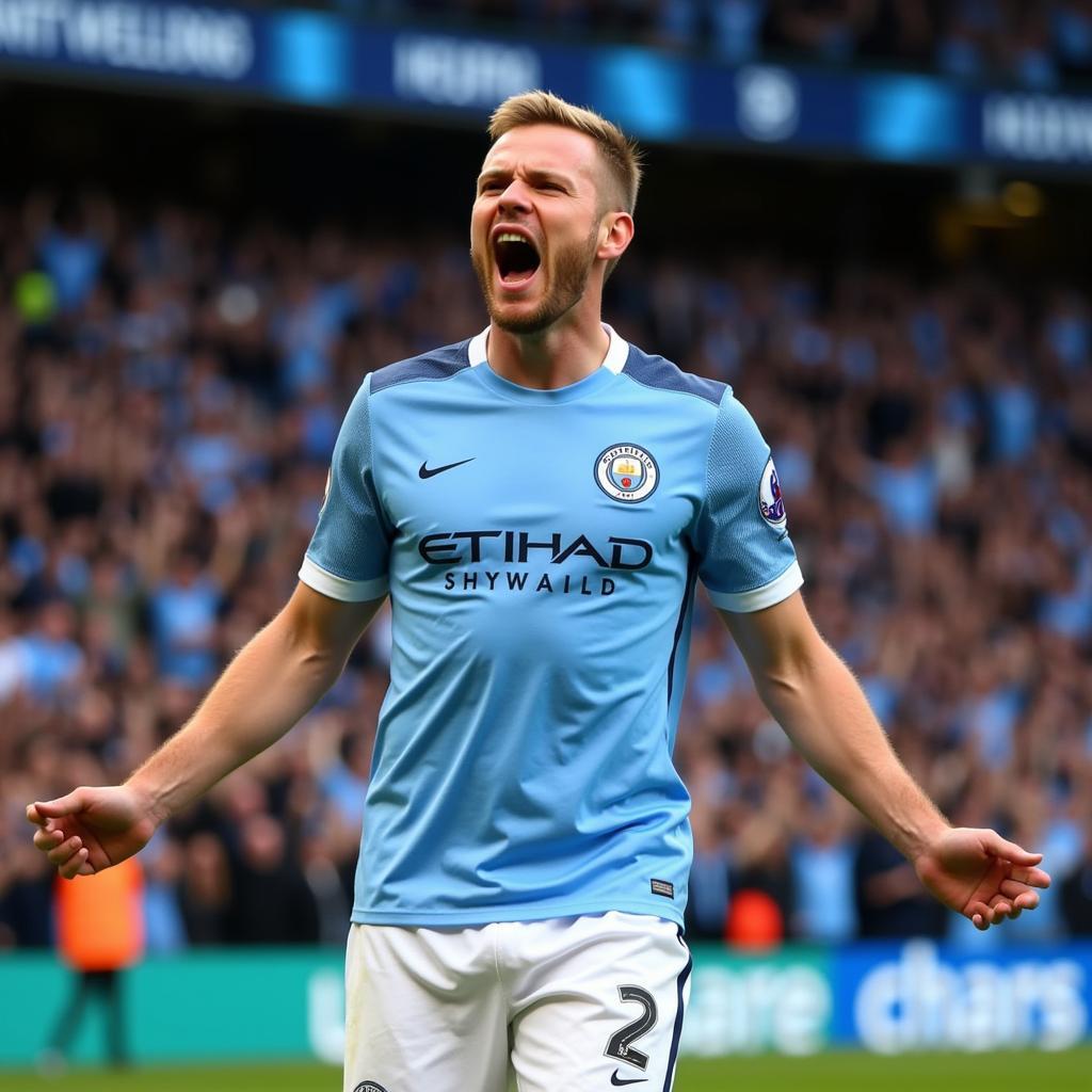 Haaland celebrates a goal for Manchester City