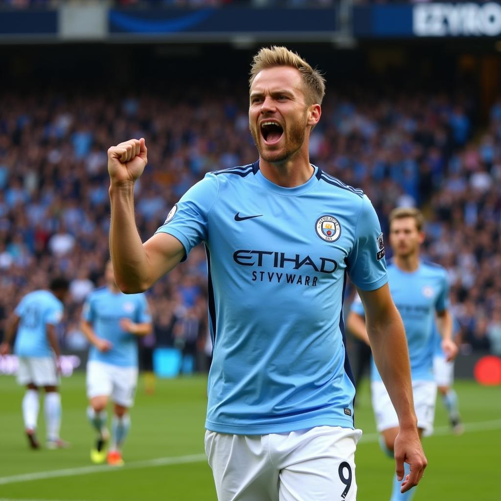 Erling Haaland celebrating a goal for Manchester City