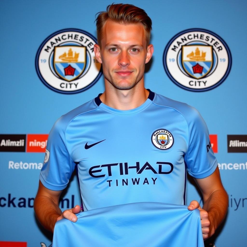 Haaland Wearing Manchester City Jersey