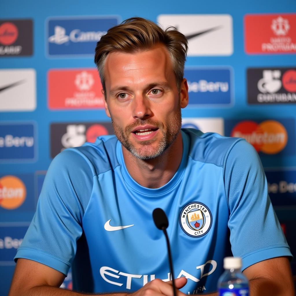 Haaland at a Manchester City press conference