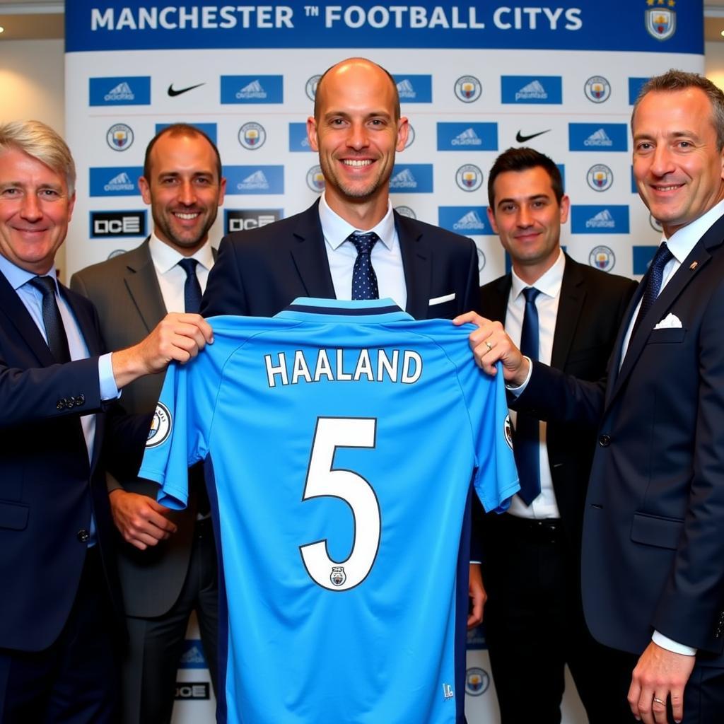 Haaland at Man City Signing Ceremony