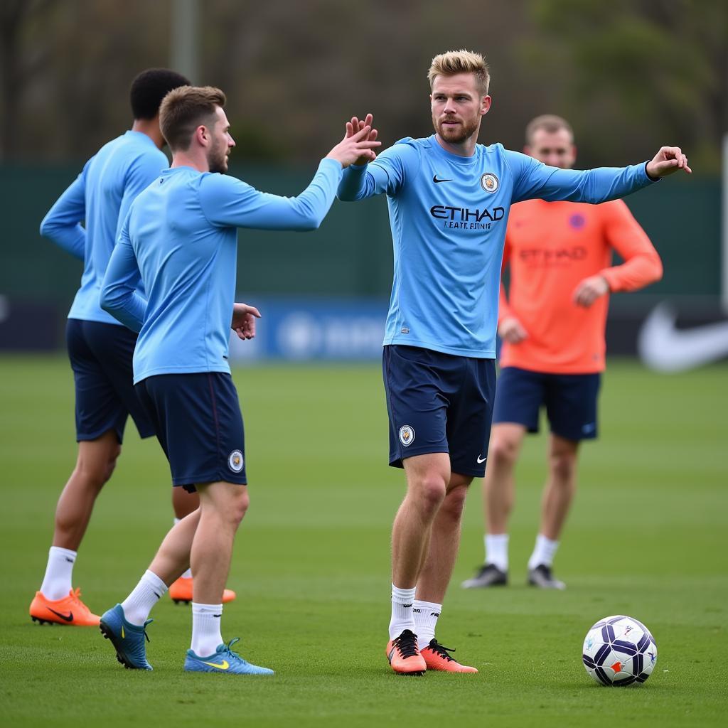 Erling Haaland training with Manchester City teammates