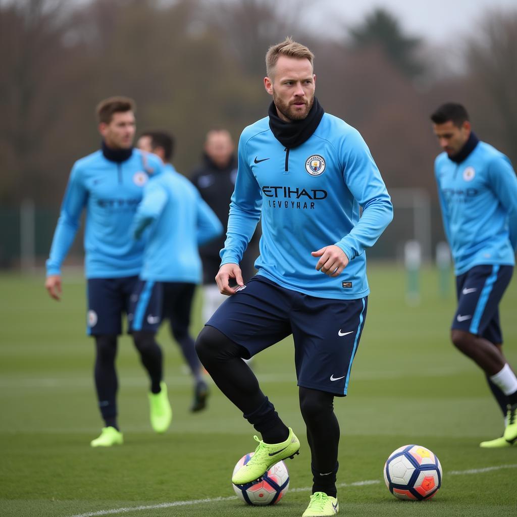 Haaland training with Manchester City, footage from Sky Sports