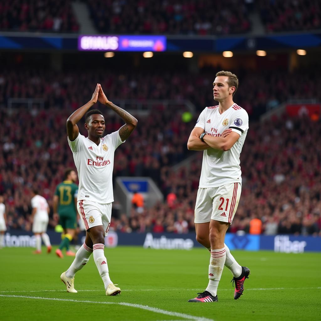 Haaland and Mbappe Celebrating Champions League Goals