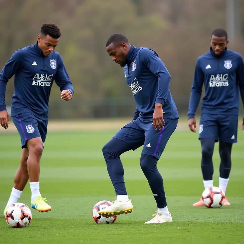 Haaland, Mbappe, and Foden during a Training Session