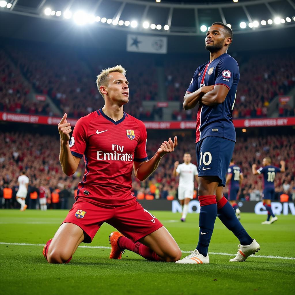 Haaland and Mbappe celebrating goals