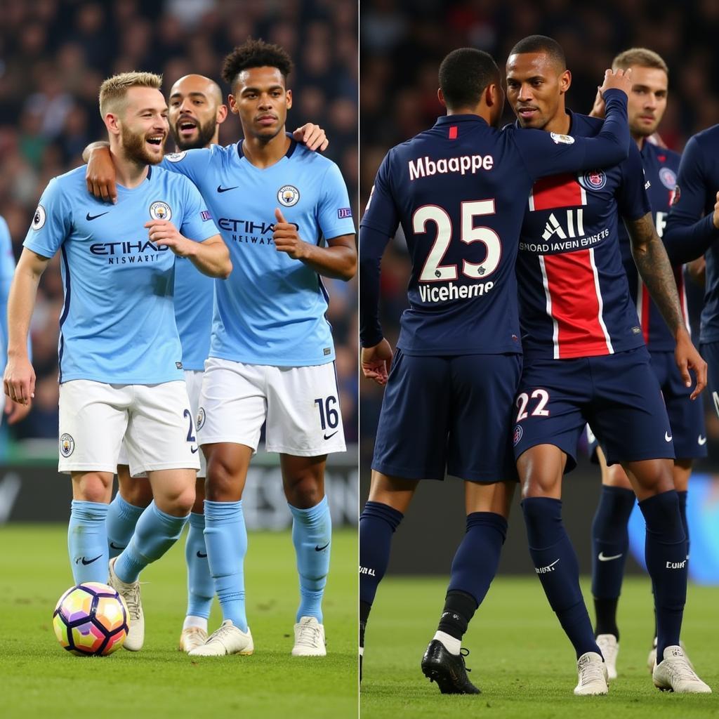 Haaland and Mbappe Celebrating with Teammates