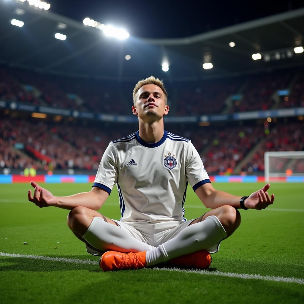 Erling Haaland Performing His Iconic Meditation Celebration in 2022