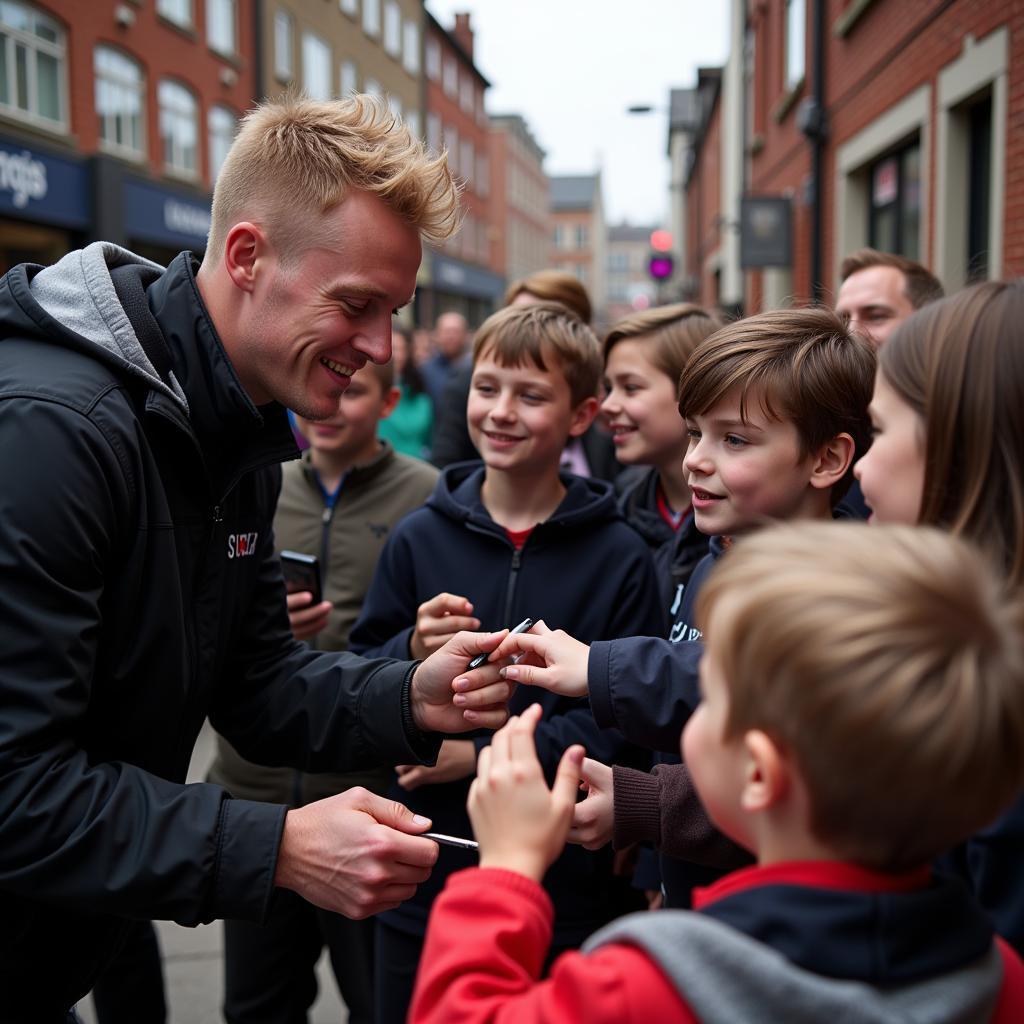 Haaland meeting fans in Manchester