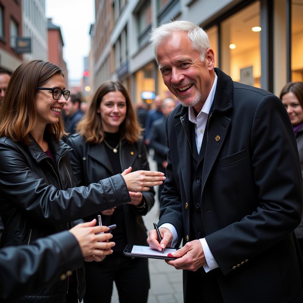 Erling Haaland meeting fans in Manchester