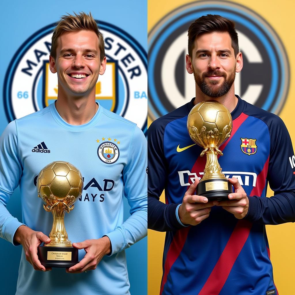 Haaland and Messi Ballon d'Or Comparison Image