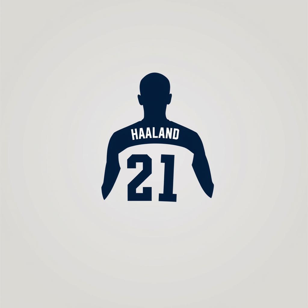 Minimalist Haaland wallpaper with a simple silhouette and his jersey number, perfect for a clean desktop background