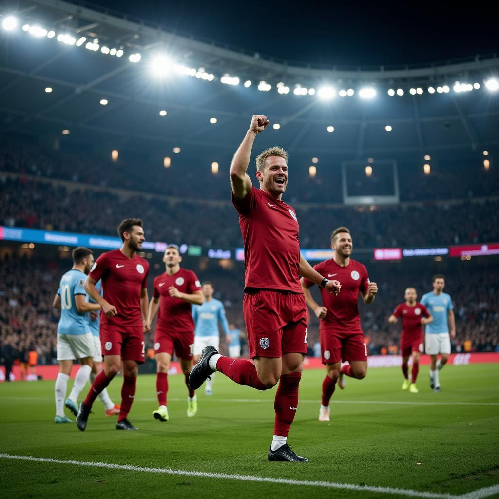 Erling Haaland celebrates a goal during a Monday Night Football match