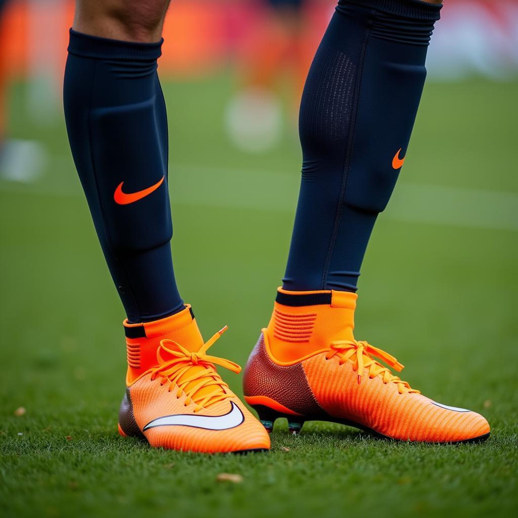 Erling Haaland wearing his Nike football boots