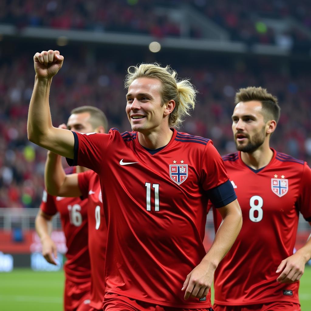 Erling Haaland Celebrating a Goal for Norway