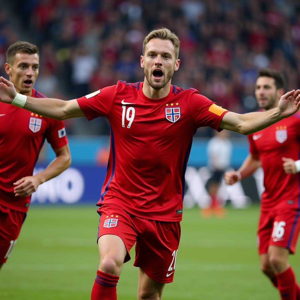 Erling Haaland playing for the Norwegian national team