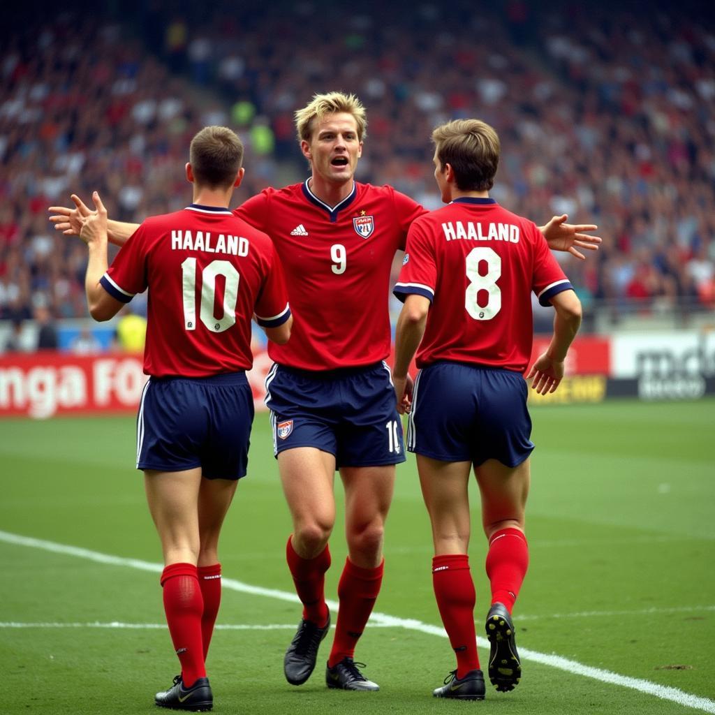 Erling Haaland playing for the Norwegian National Team.