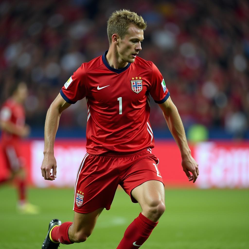 Erling Haaland playing for the Norwegian national team