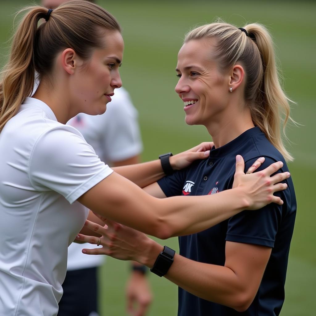 Haaland working with a physiotherapist during a training session with Norway.