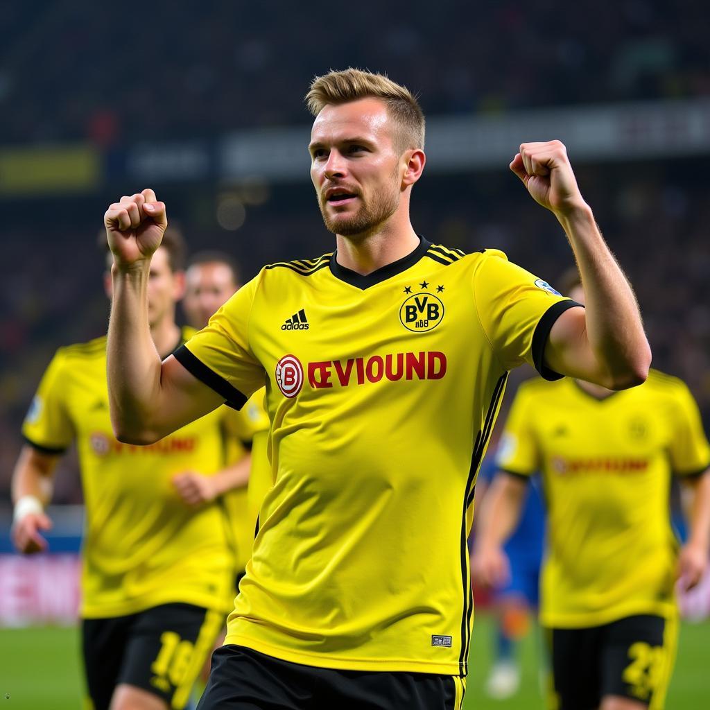 Haaland wearing the number 9 jersey for Dortmund during a match