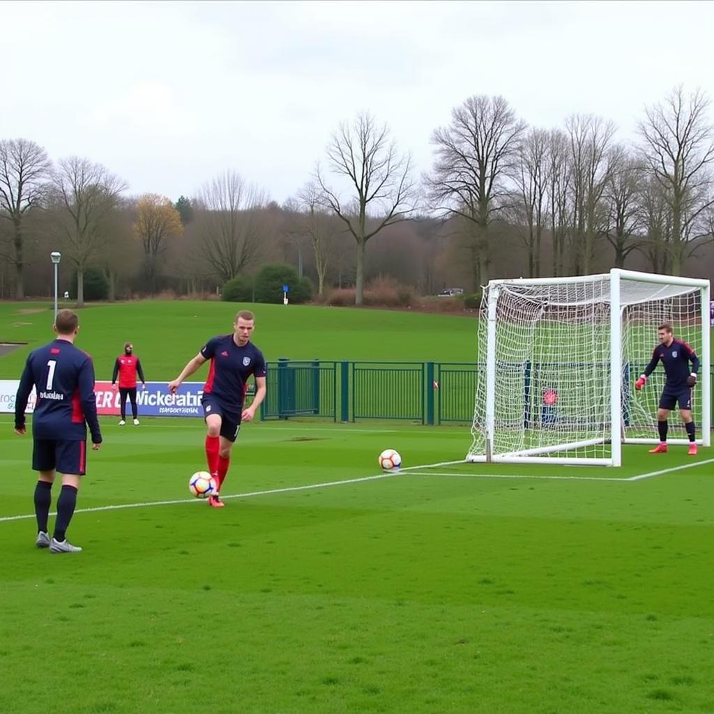 Erling Haaland practicing penalty kicks