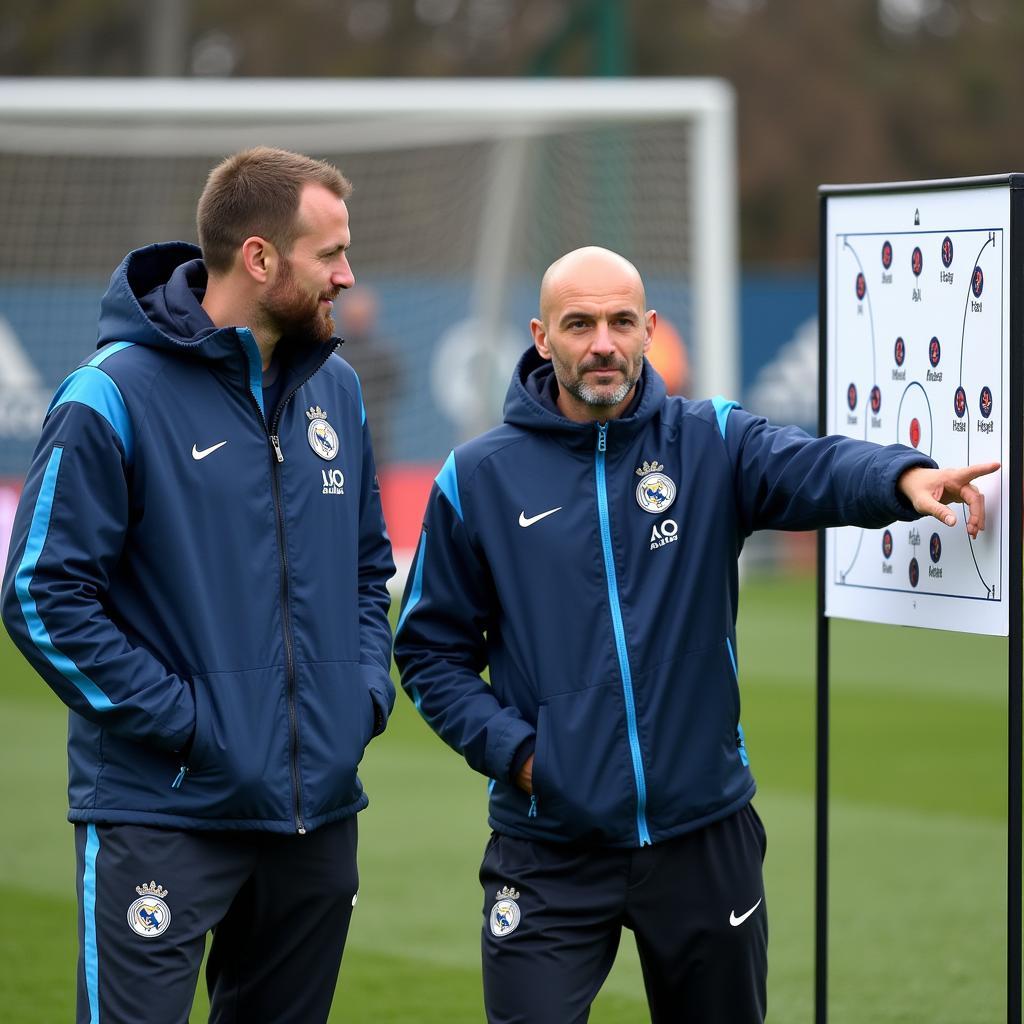 Haaland and Pep Guardiola in tactical discussion