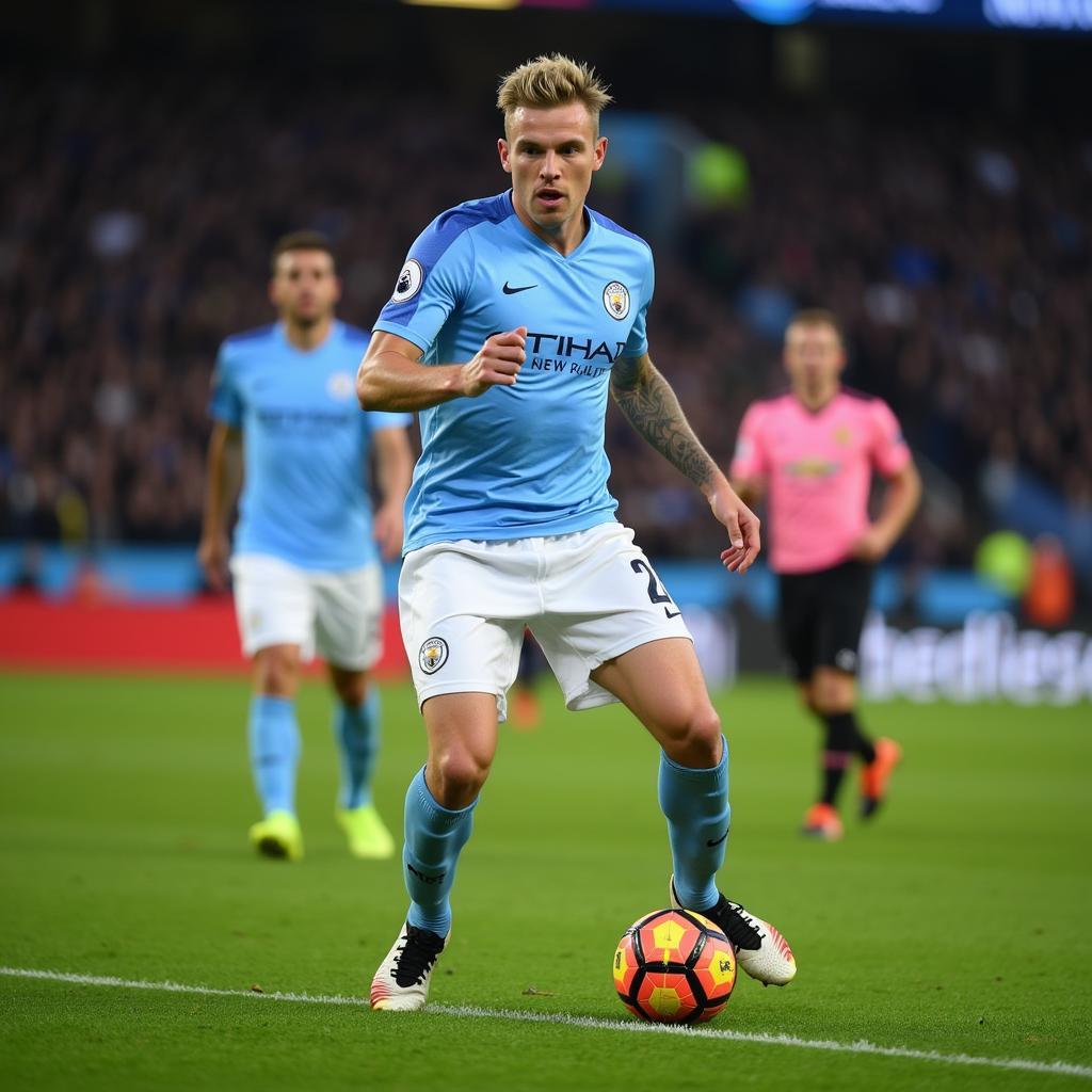 Erling Haaland playing for Manchester City