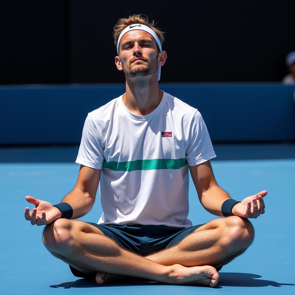 Haaland meditating after a game to maintain composure