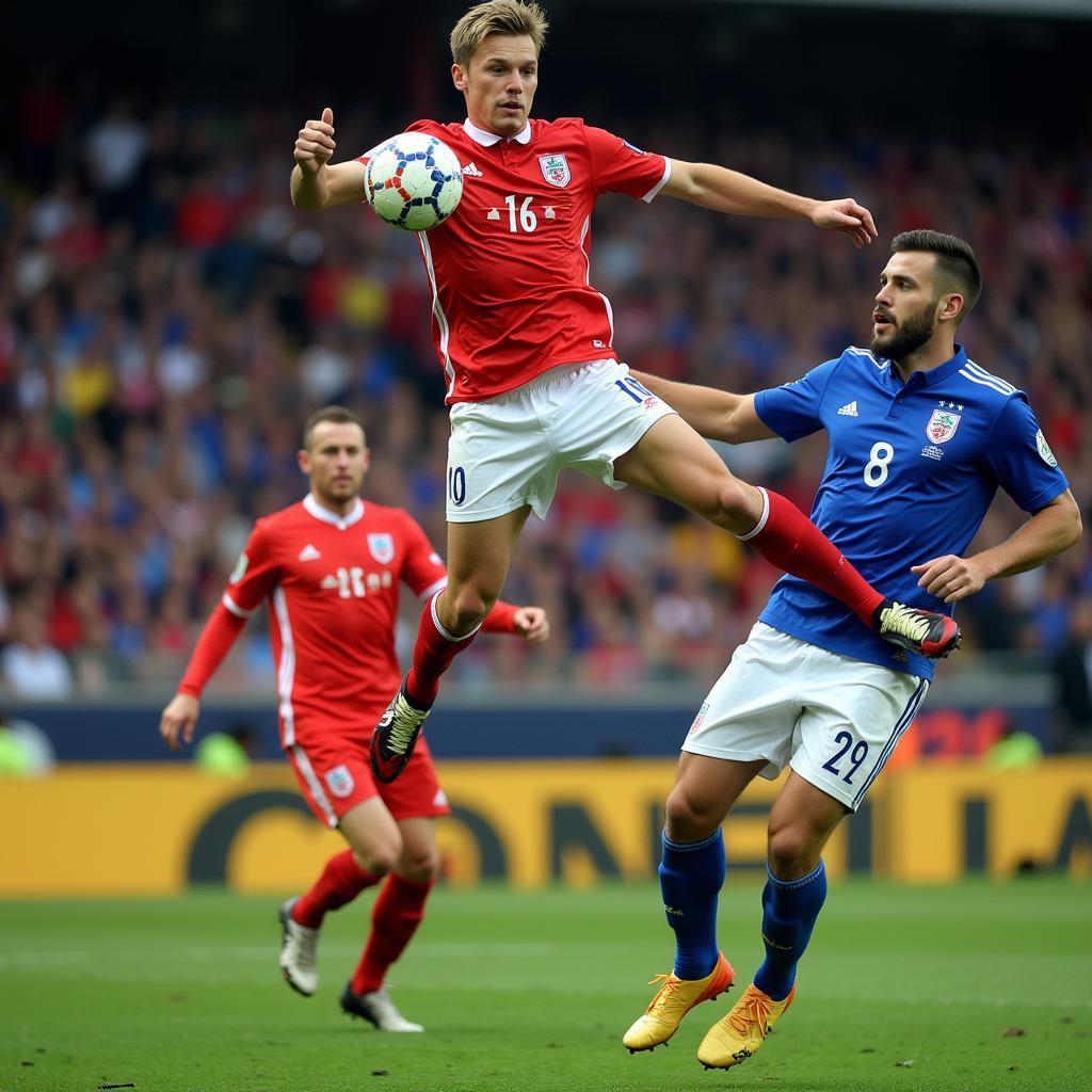 Erling Haaland scores a powerful header