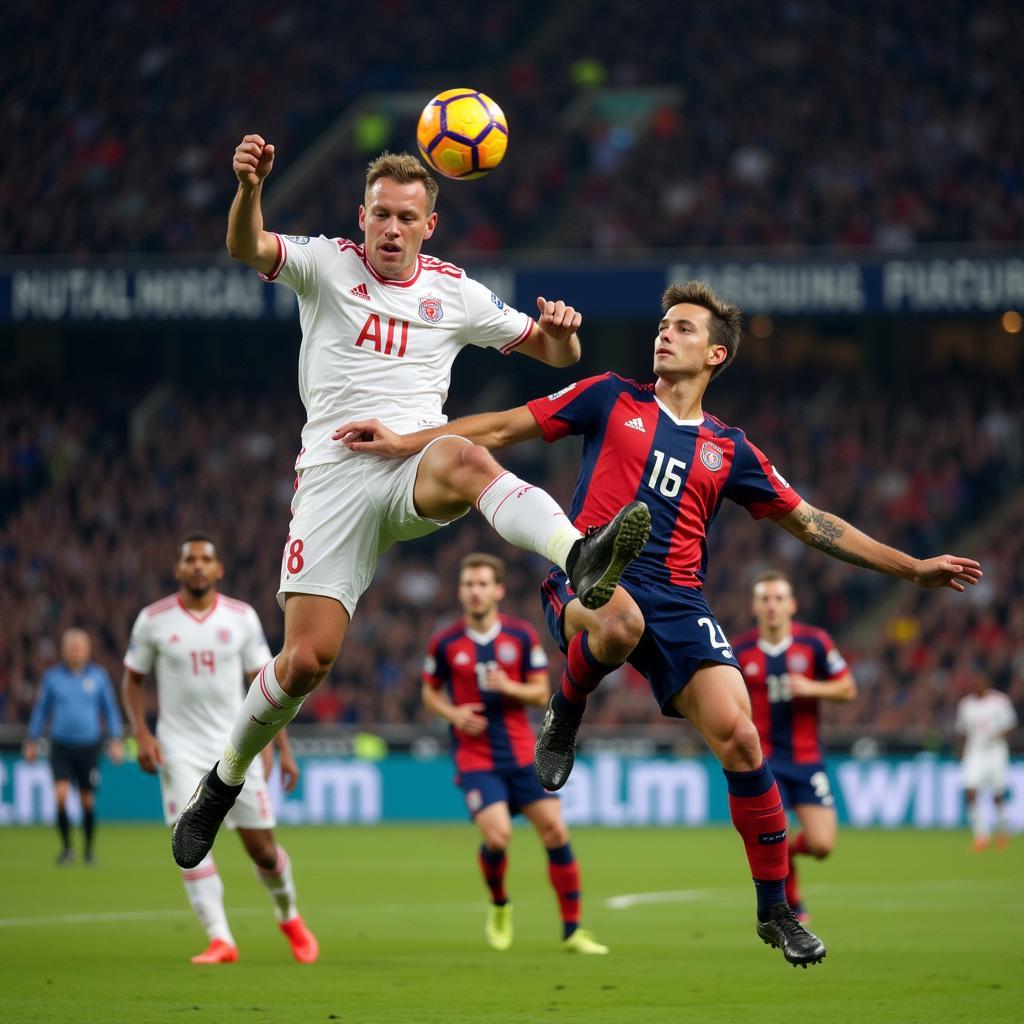 Haaland Scoring with a Powerful Header in the UCL