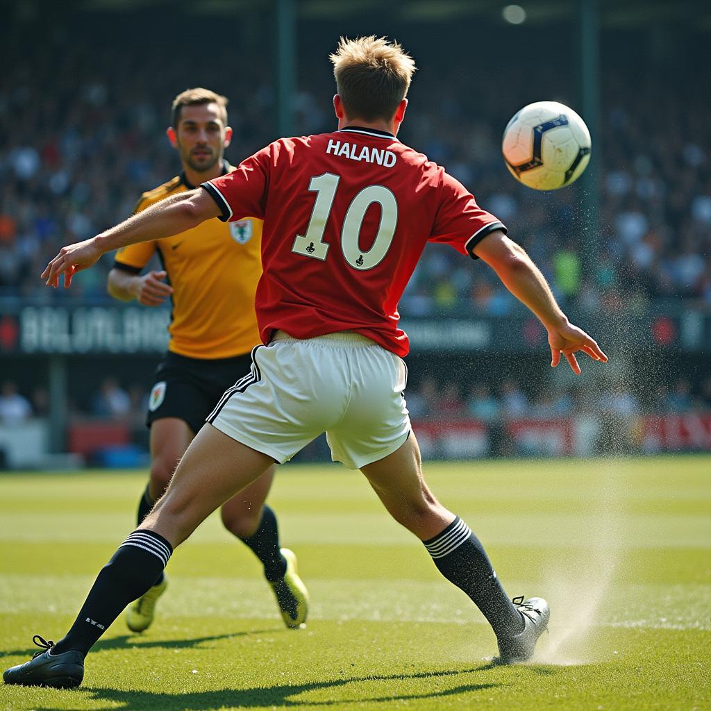 Erling Haaland scores a powerful goal