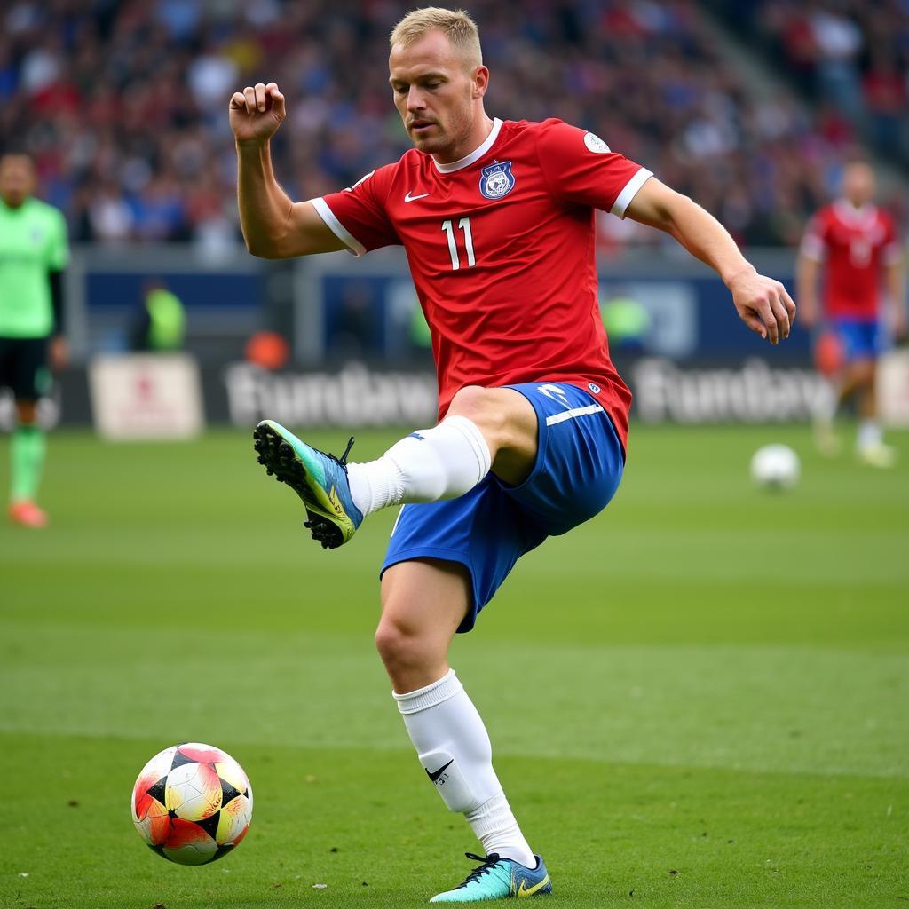 Haaland practicing free kicks