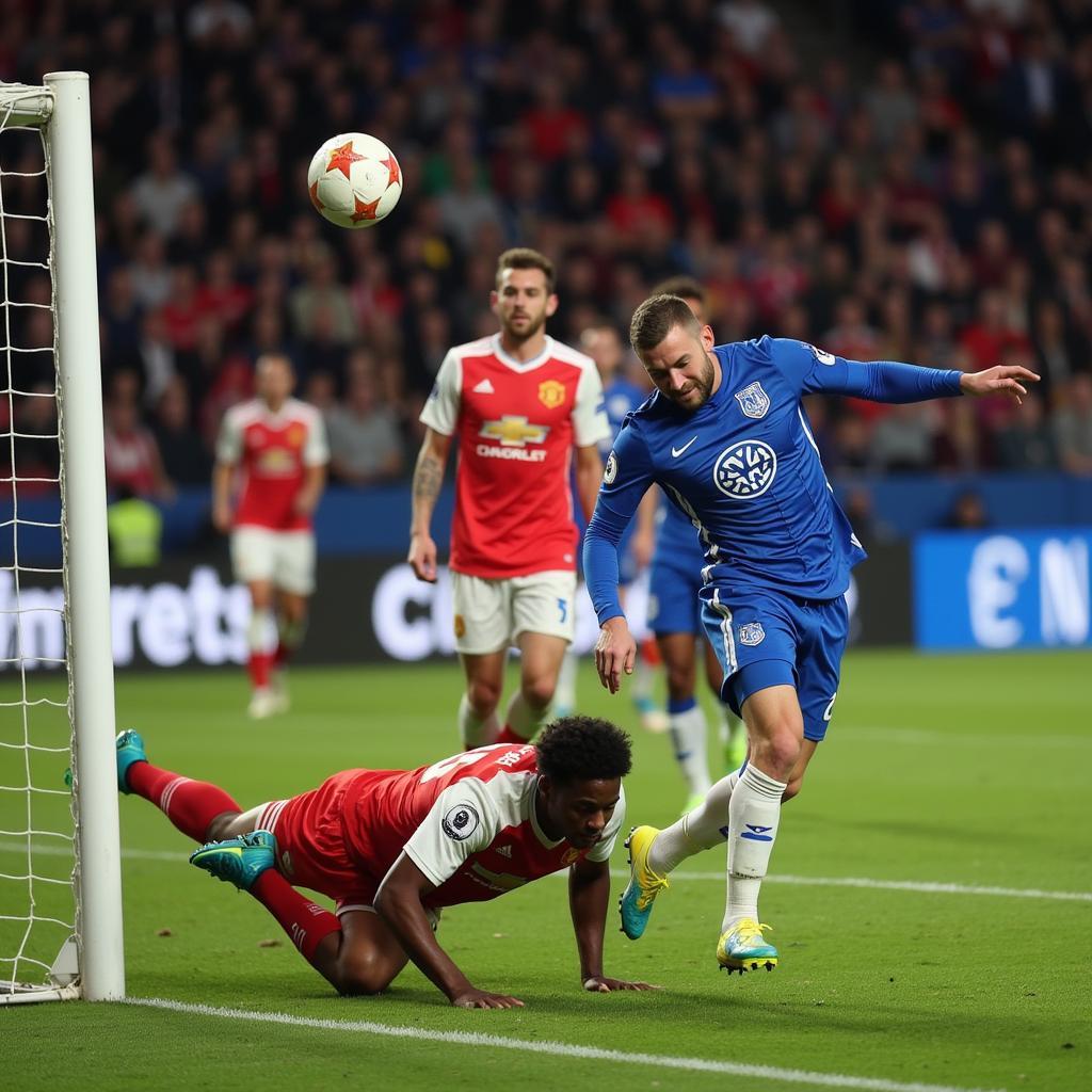 Erling Haaland directs a precise header past the goalkeeper