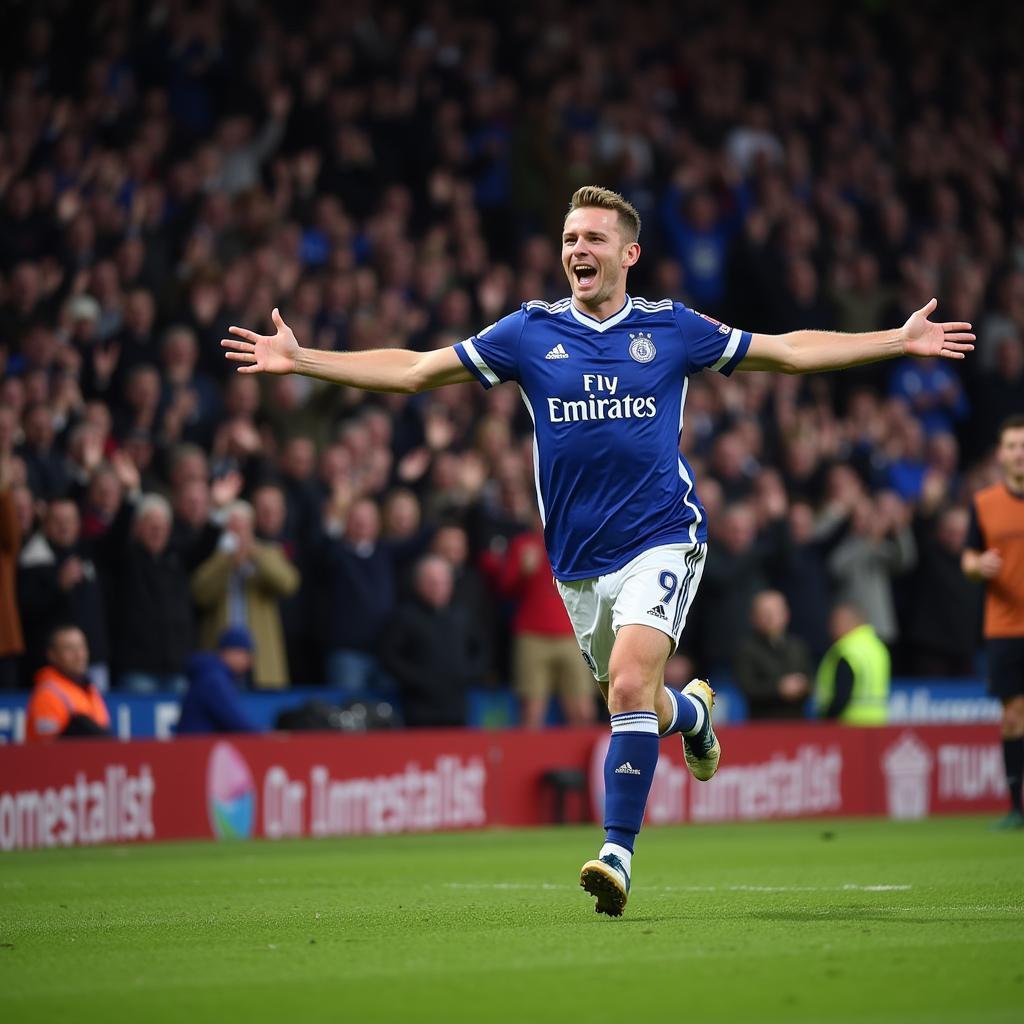 Haaland celebrates a goal in the Premier League