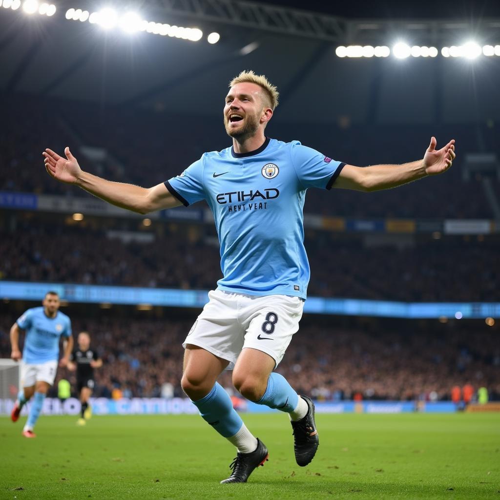 Erling Haaland celebrates a Premier League goal in the 2022/23 season