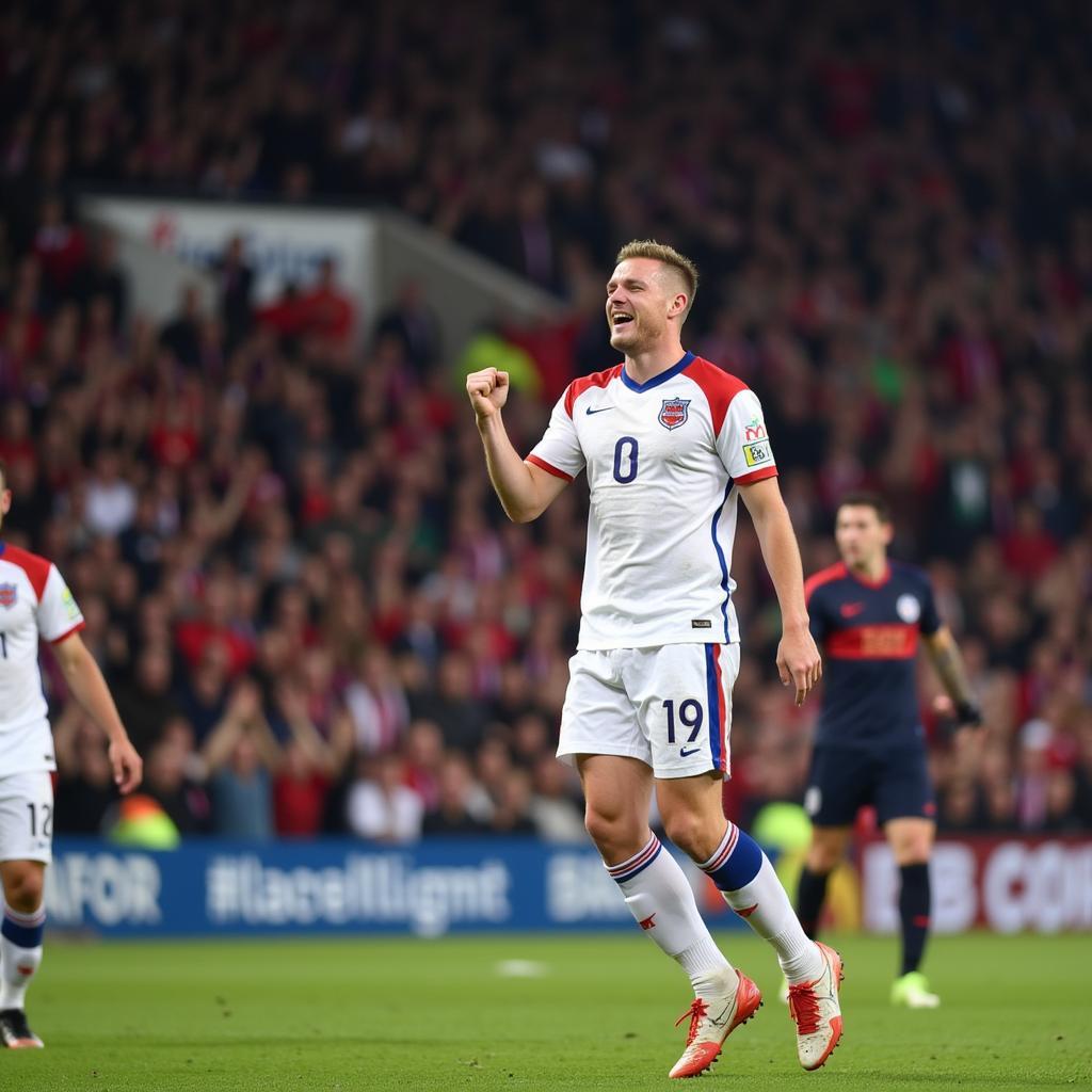 Erling Haaland celebrates a goal in the Premier League