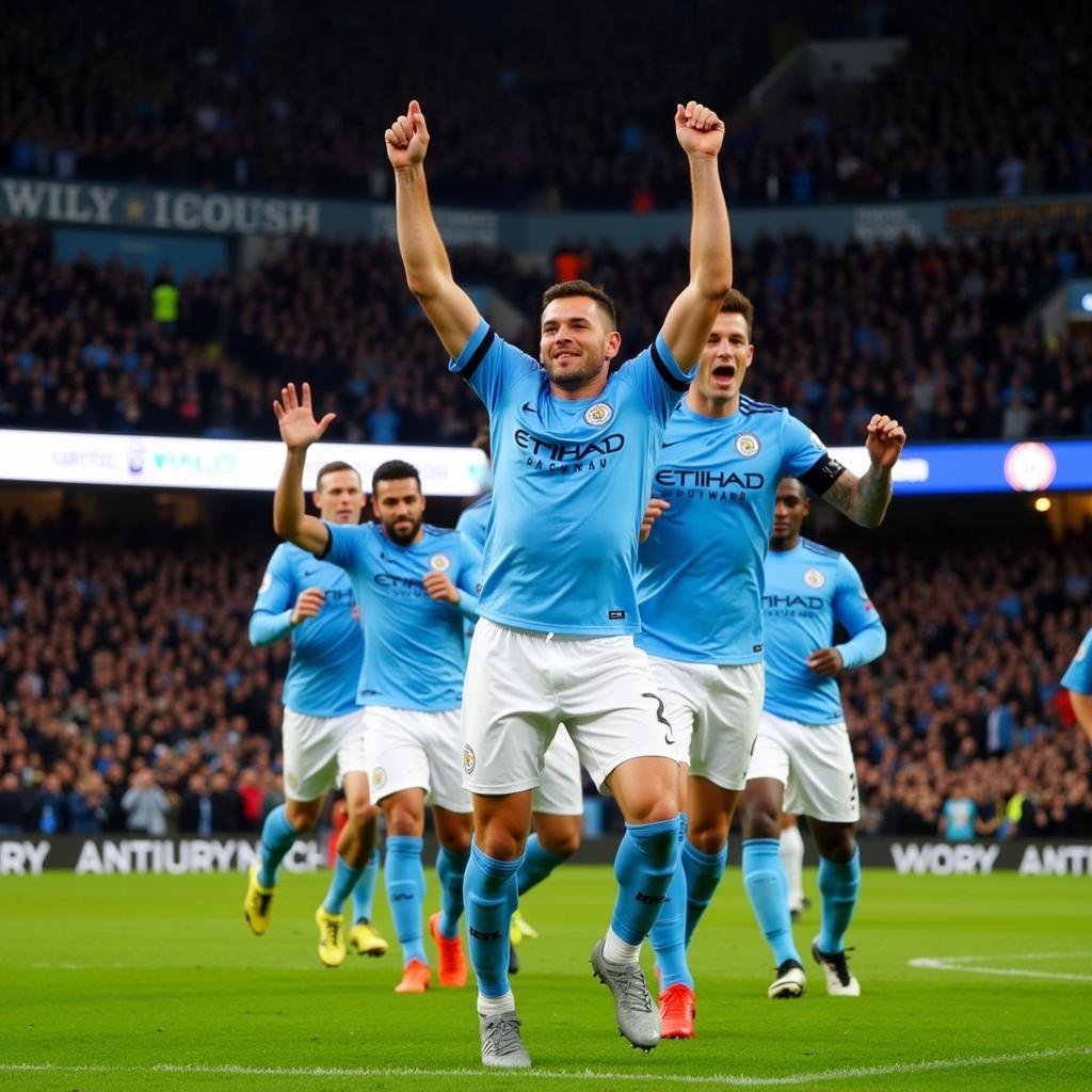 Erling Haaland scoring a Premier League goal for Manchester City