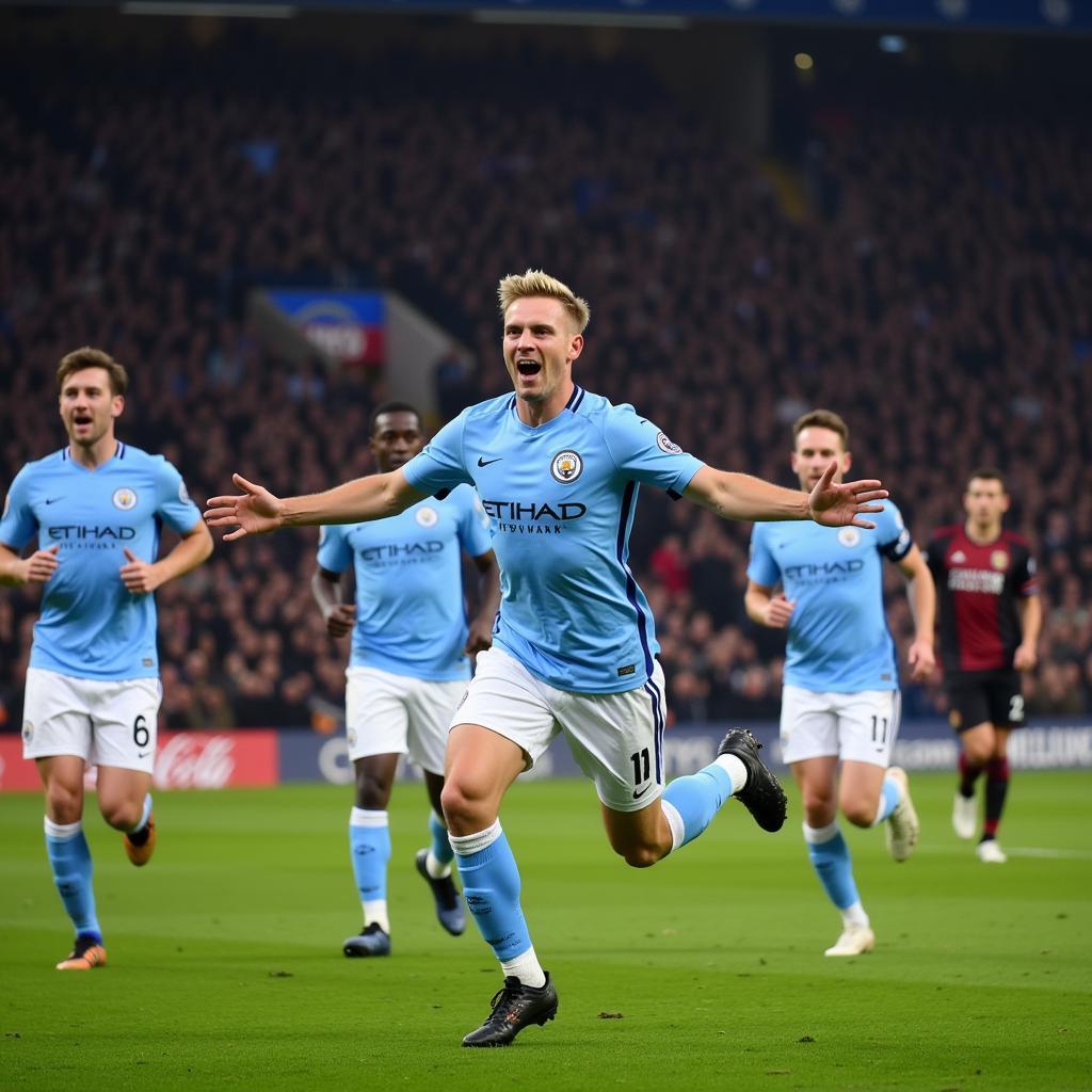 Erling Haaland Celebrates a Premier League Goal