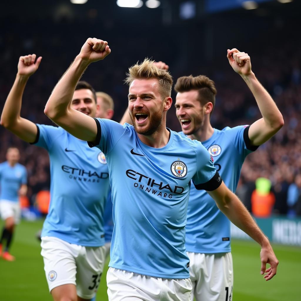 Haaland celebrates a Premier League goal for Man City