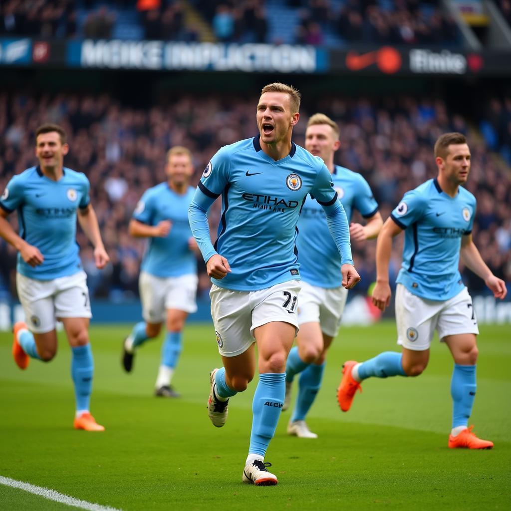 Erling Haaland celebrates a Premier League goal.