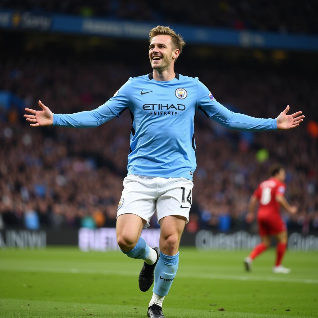 Haaland celebrating a Premier League goal