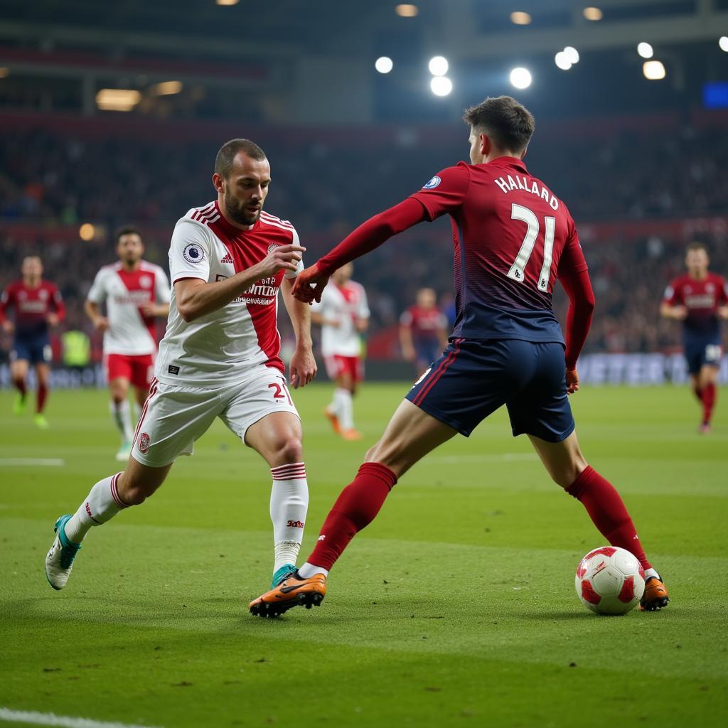 Erling Haaland unleashes a powerful strike in a Premier League match