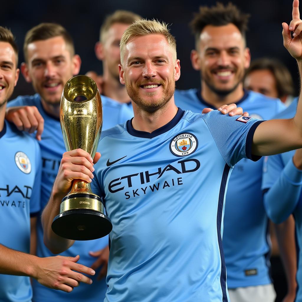 Erling Haaland Celebrates Premier League Golden Boot Win