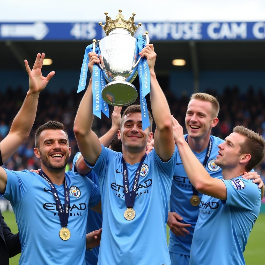 Erling Haaland Lifts Premier League Trophy